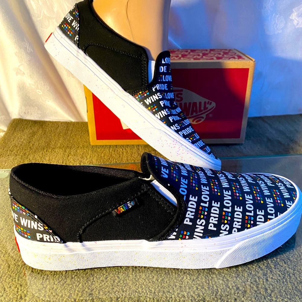 VANS ASHER PRIDE SLIP-ON CANVAS SNEAKERS
